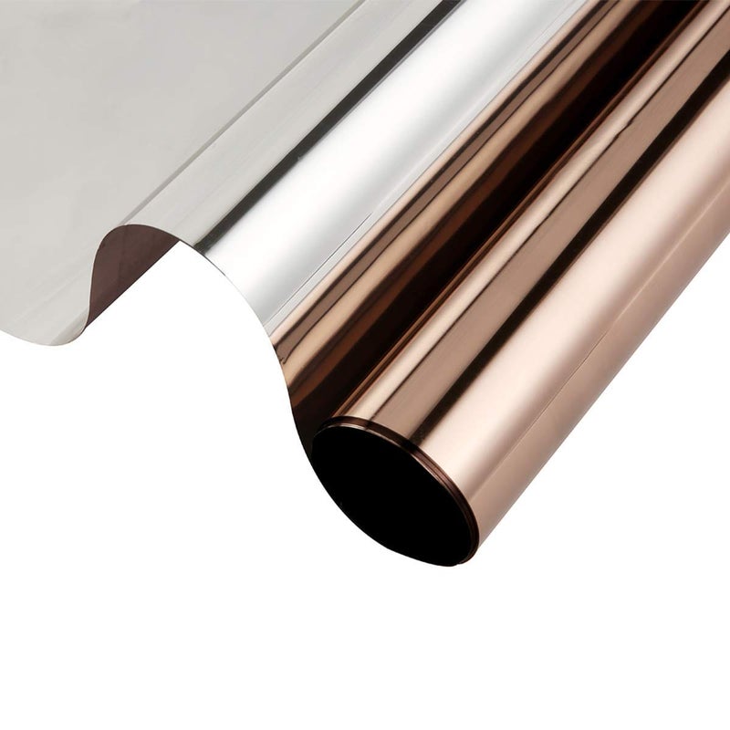 Kinsolar Privacy Window Film One Way Mirror Adhesive Reflective Window Tint Anti UV Heat Control Glass Film for Home and Office Daytime Privacy Protection 17.7Inch x 10Feet, Silver&Brown - Image 2